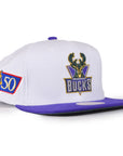 Mitchell & Ness Milwaukee Bucks 2Tone Snapback - White/Purple "50 Patch"