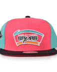 Mitchell & Ness San Antonio Spurs Snapback - Pink/Teal/Black Two Panel
