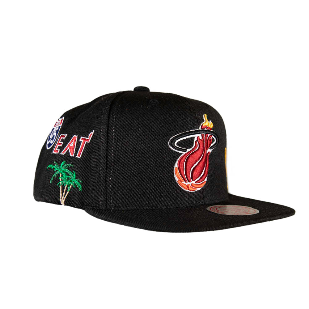 Mitchell & Ness "One Love" Miami Heat Snapback - Black w/Patches