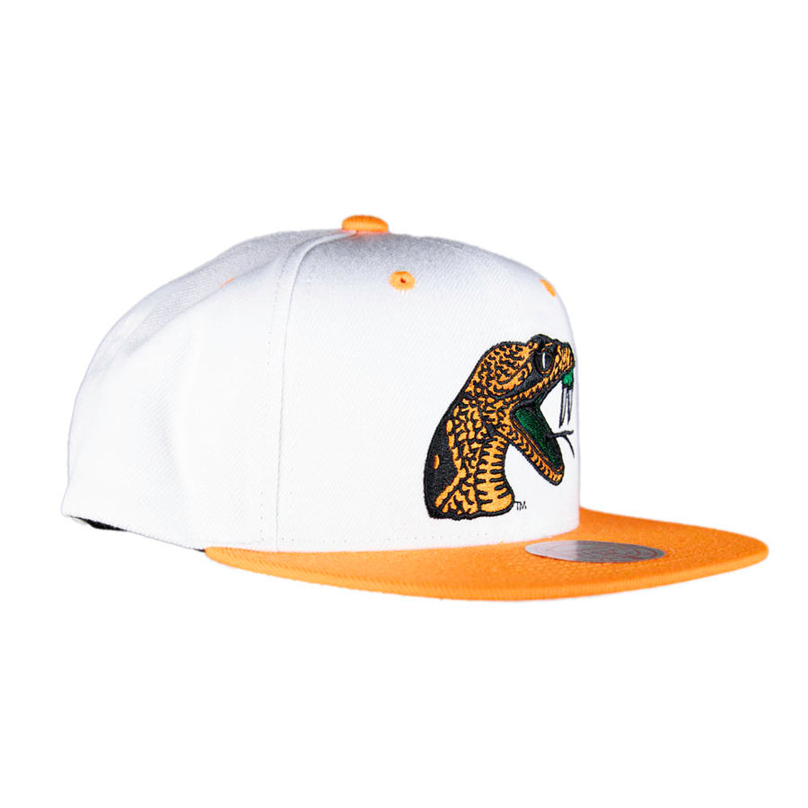 Mitchell & Ness Florida A&M Rattlers Snapback - White/Orange