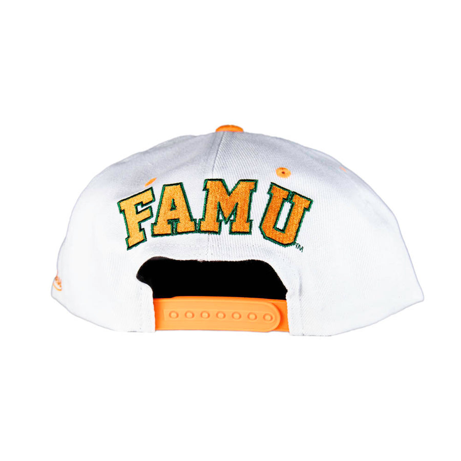 Mitchell & Ness Florida A&M Rattlers Snapback - White/Orange