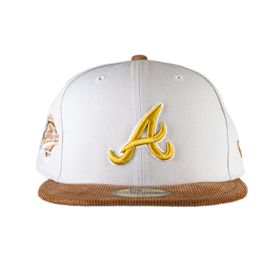 New Era Atlanta Braves 5950 Corduroy Visor - Cream/Tan