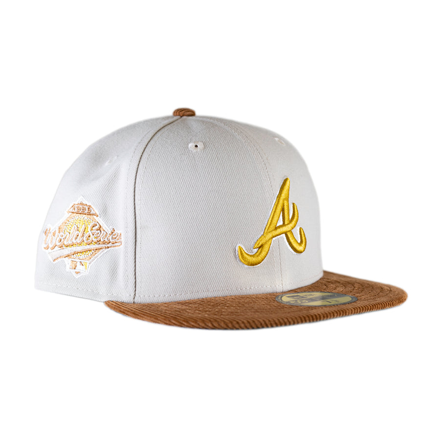 New Era Atlanta Braves 5950 Corduroy Visor - Cream/Tan