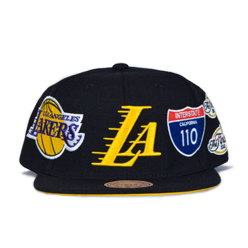Mitchell & Ness Los Angeles Lakers Champ Patch Snapback - Black/Yellow