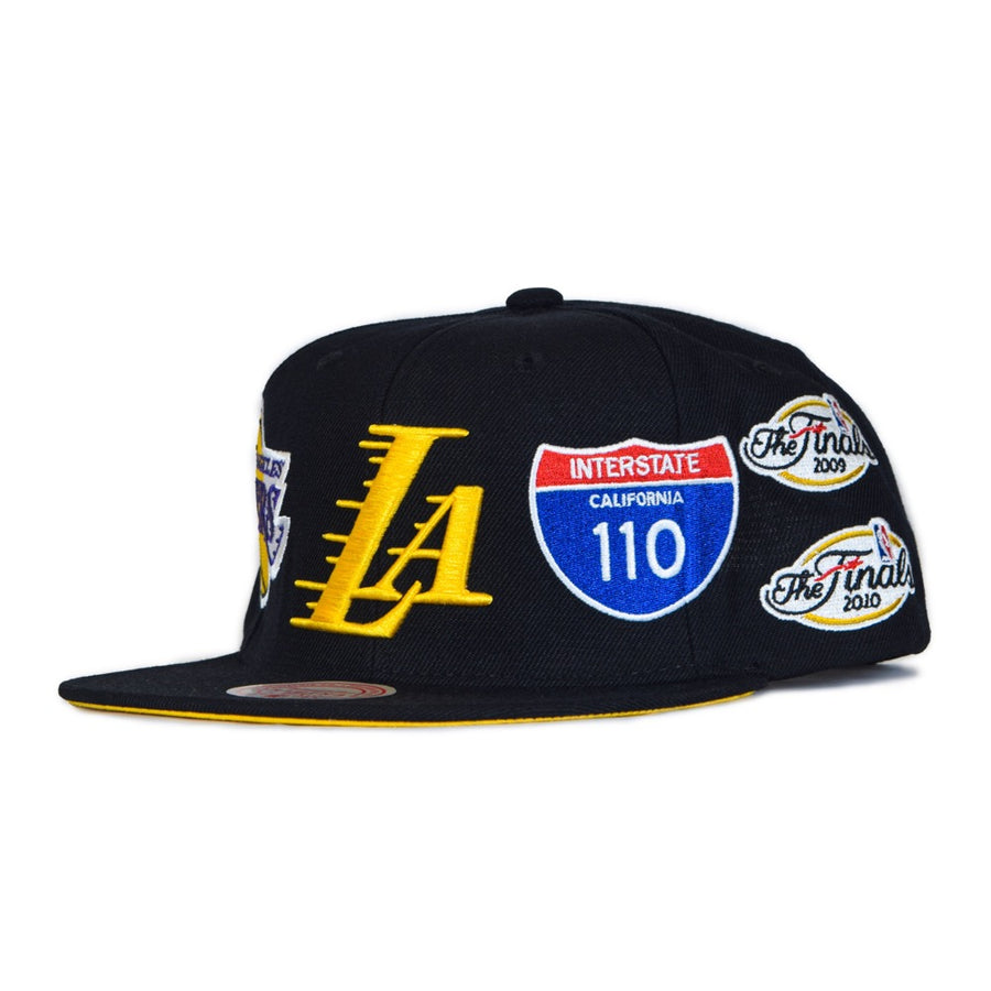 Mitchell & Ness Los Angeles Lakers Champ Patch Snapback - Black/Yellow
