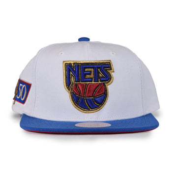 Mitchell & Ness Brooklyn Nets 2Tone Snapback - White/Blue "50 Patch"