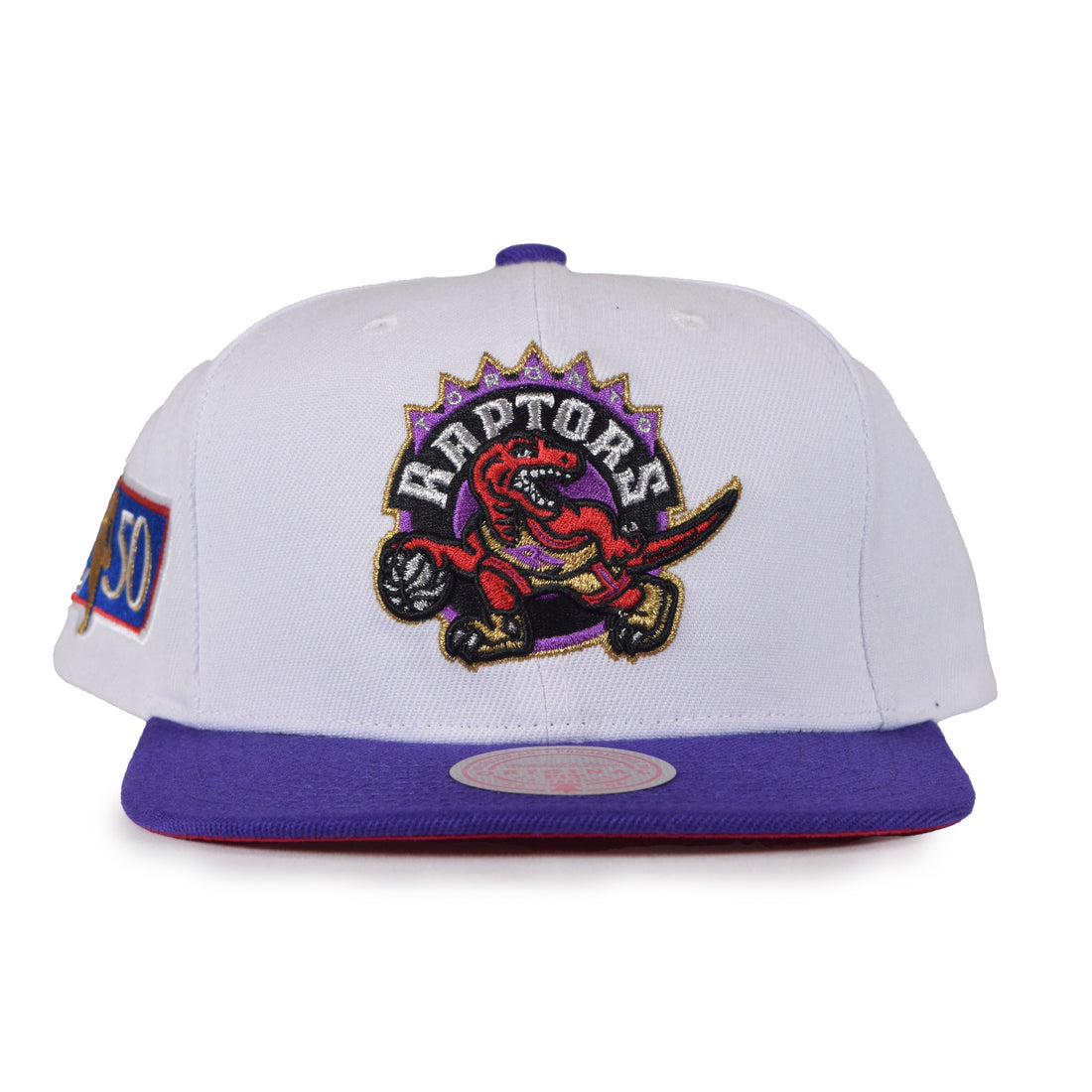 Mitchell & Ness Toronto Raptors 2Tone Snapback - White/Purple "50 Patch"