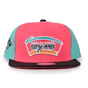 Mitchell & Ness San Antonio Spurs Snapback - Pink/Teal/Black Two Panel