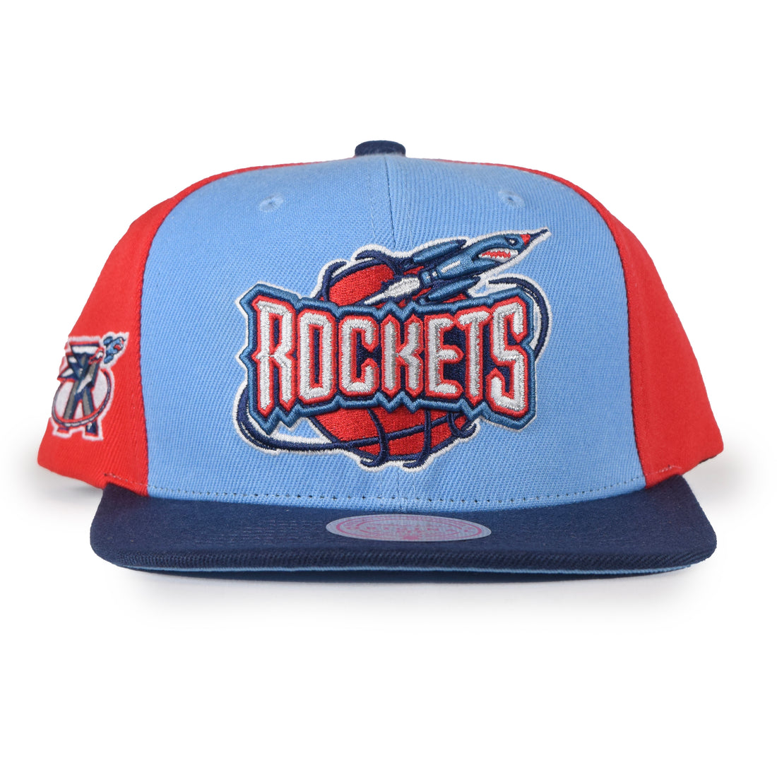 Mitchell & Ness Houston Rockets Snapback - Light Blue/Navy/Red Two Panels