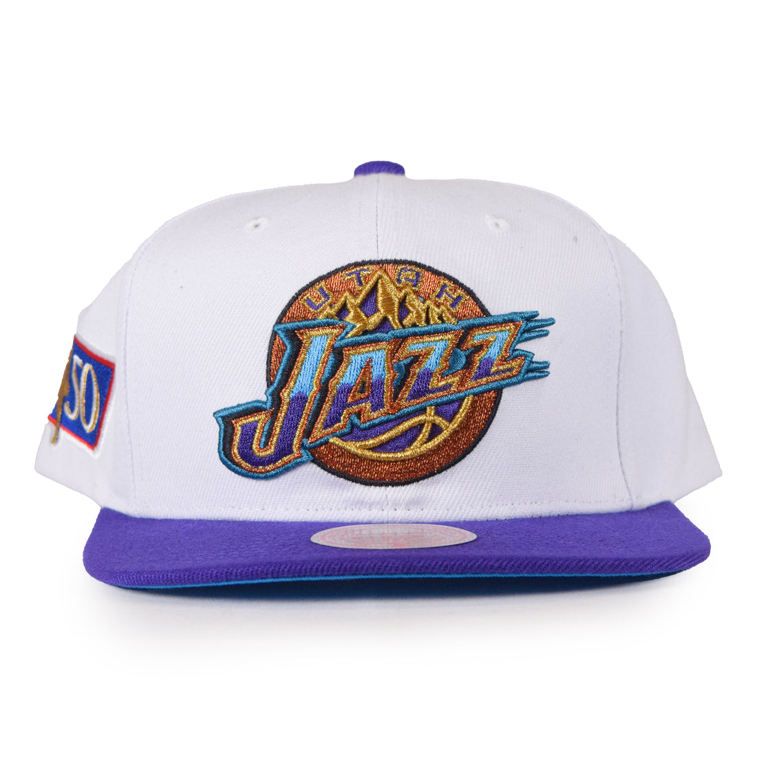 Mitchell & Ness Utah Jazz 2Tone Snapback - White/Purple "50 Patch"