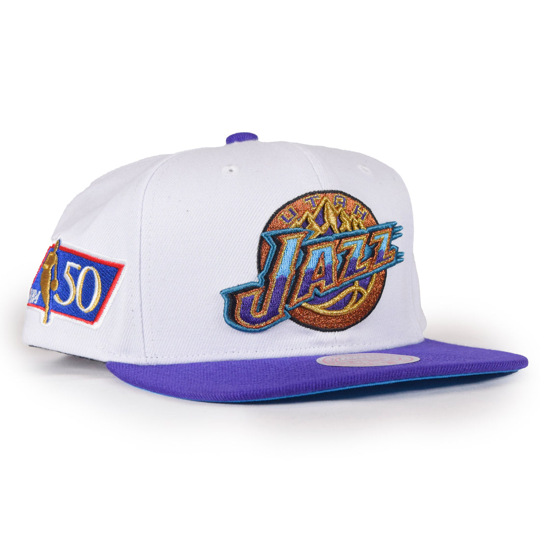 Mitchell & Ness Utah Jazz 2Tone Snapback - White/Purple "50 Patch"