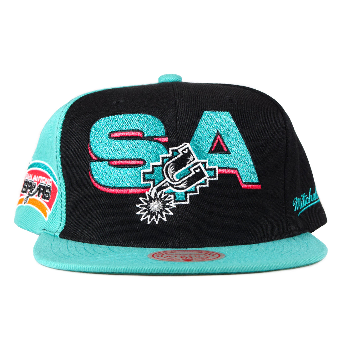 Mitchell & Ness "SA" San Antonio Spurs Snapback - Black/Teal One Panel