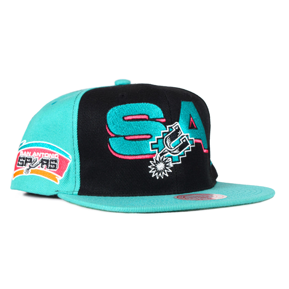 Mitchell & Ness "SA" San Antonio Spurs Snapback - Black/Teal One Panel