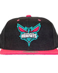 Mitchell & Ness 2Tone Santa Charlotte Hornets Snapback - Black/Pink