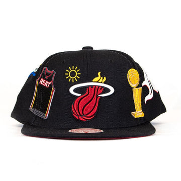 Mitchell & Ness "My Town" Miami Heat Snapback - Black w/Patches