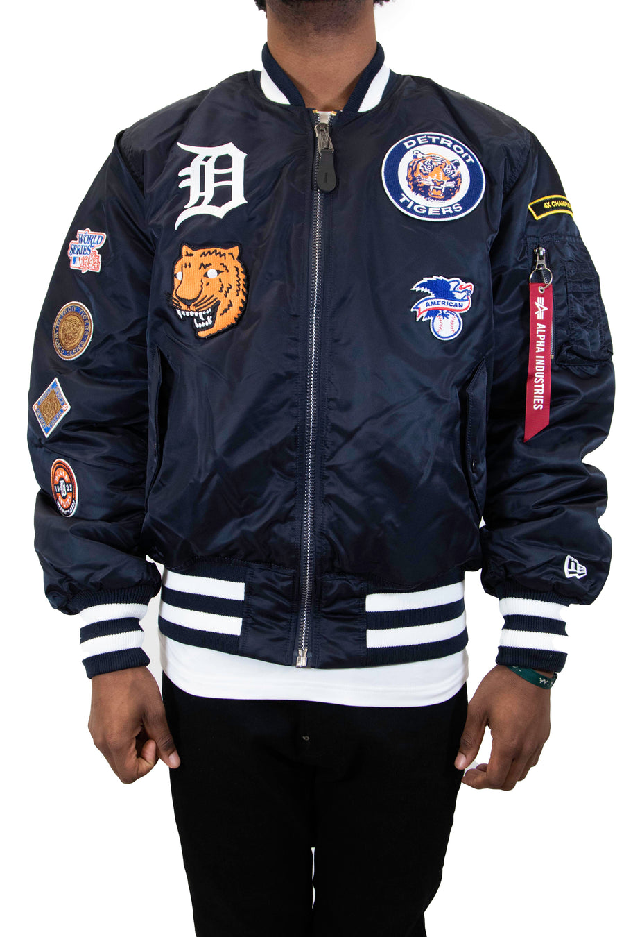 New Era: Alpha Industries New Era MA-1 Bomber Jacket Detroit Tigers - Navy
