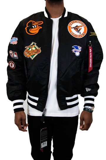 New Era: Alpha Industries New Era MA-1 Bomber Jacket Baltimore Orioles - Black