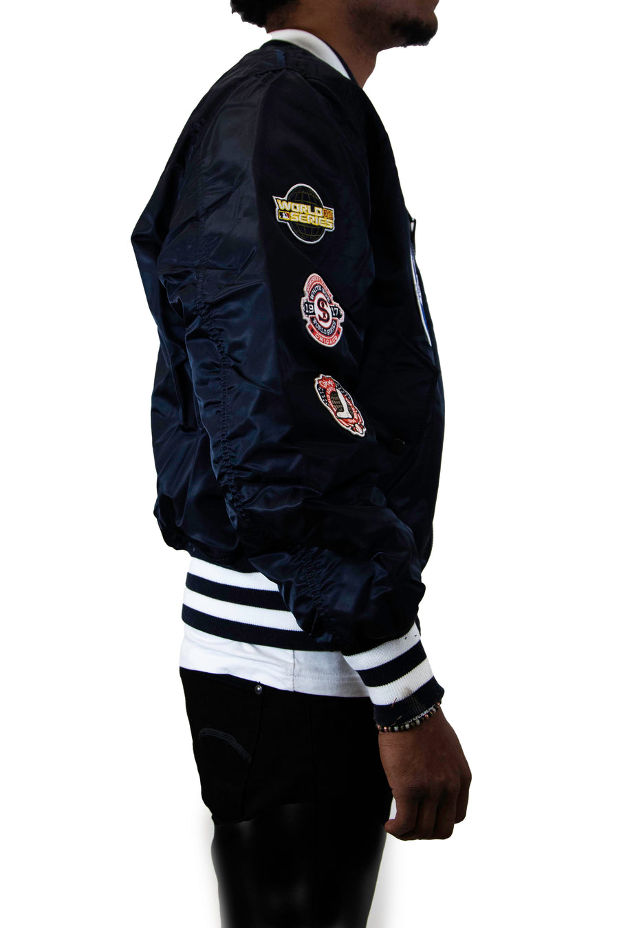 New Era: Alpha Industries New Era MA-1 Bomber Jacket Chicago White Sox Throwback- Navy