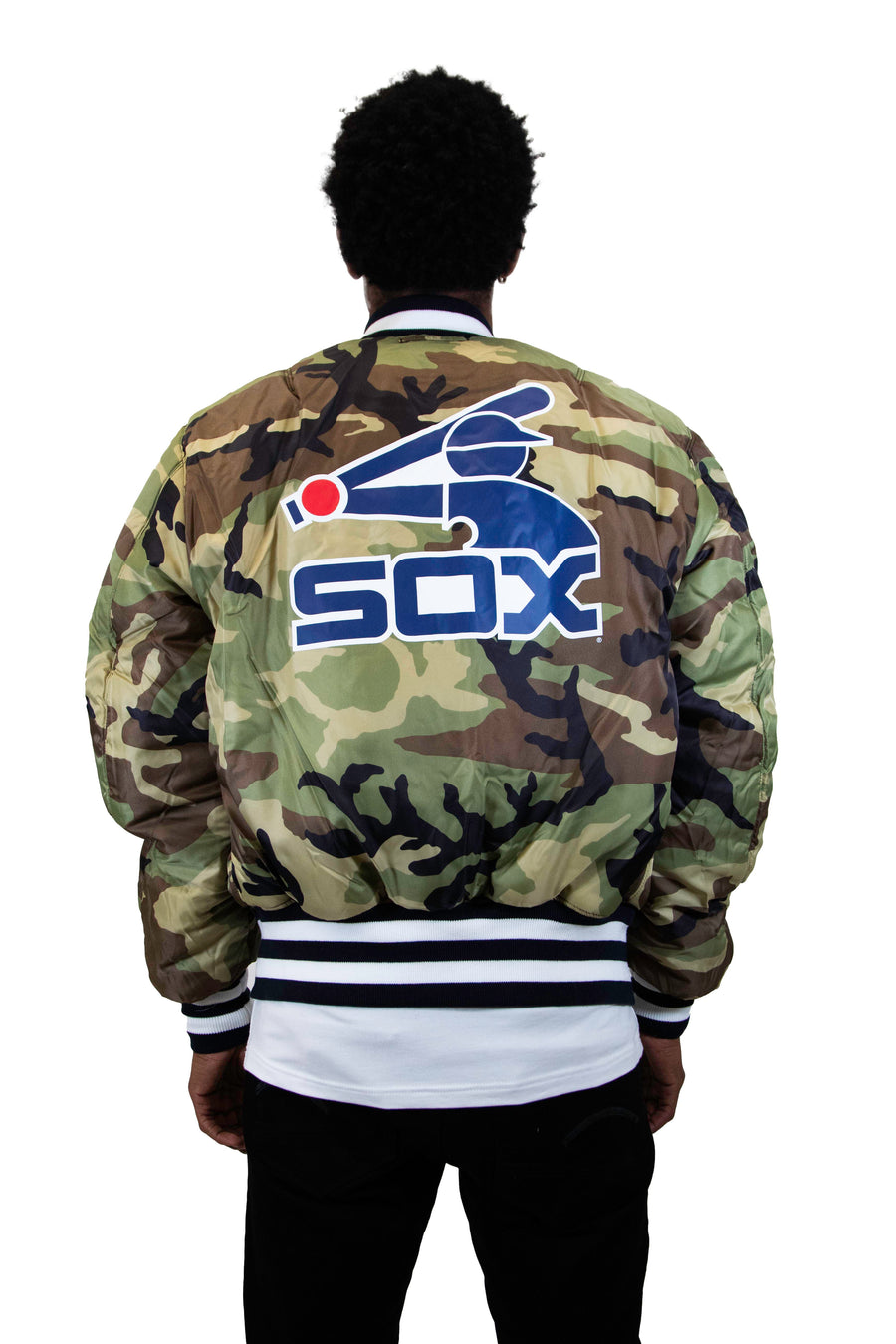 New Era: Alpha Industries New Era MA-1 Bomber Jacket Chicago White Sox Throwback- Navy