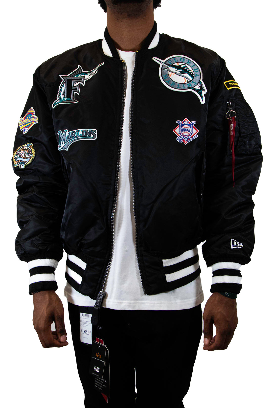 New Era: Alpha Industries New Era MA-1 Bomber Jacket Florida Marlins - Black