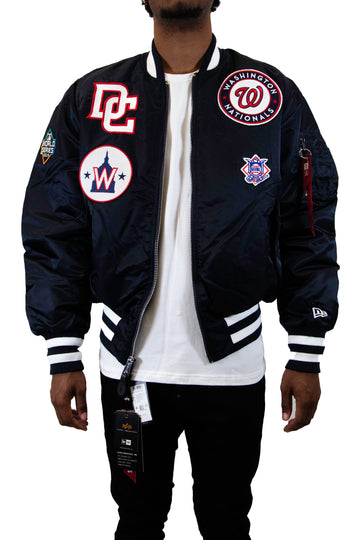 New Era: Alpha Industries New Era MA-1 Bomber Jacket Washington Nationals  - Navy