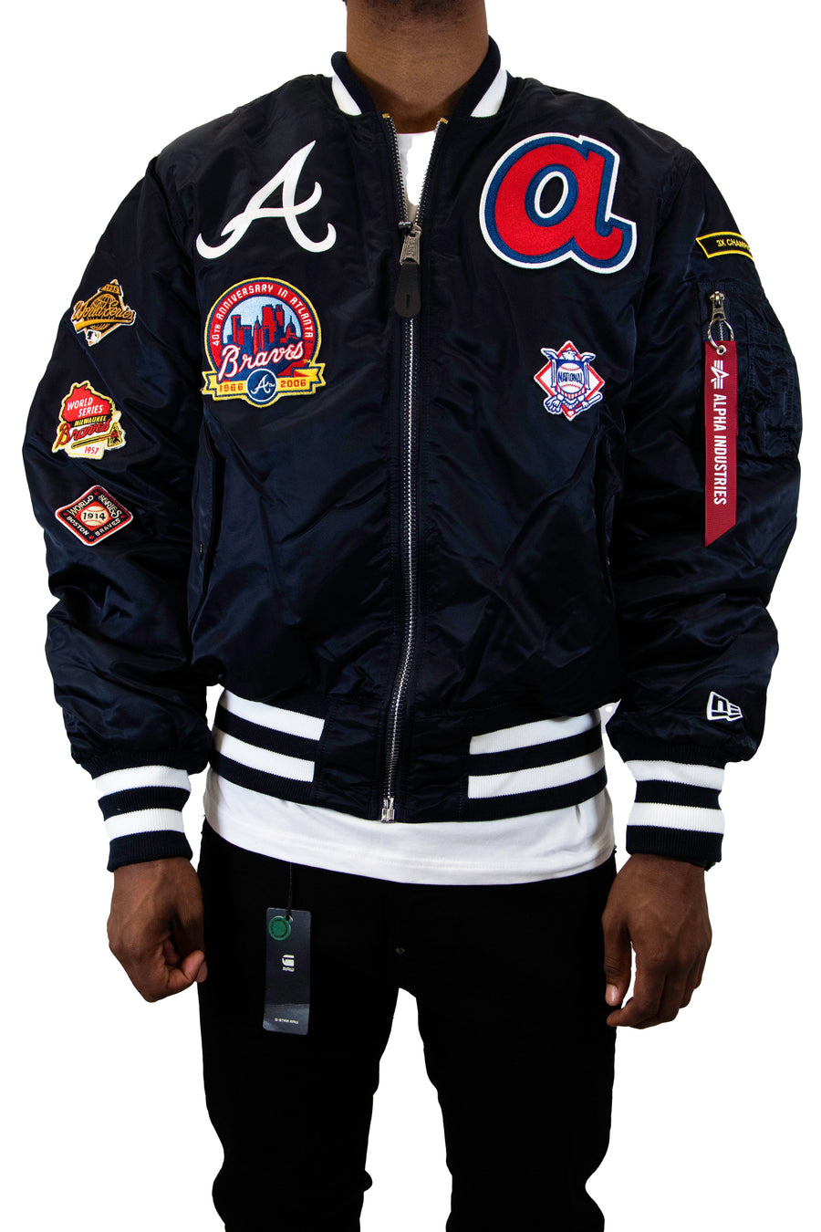 New Era: Alpha Industries New Era MA-1 Bomber Jacket Atlanta Braves - Navy