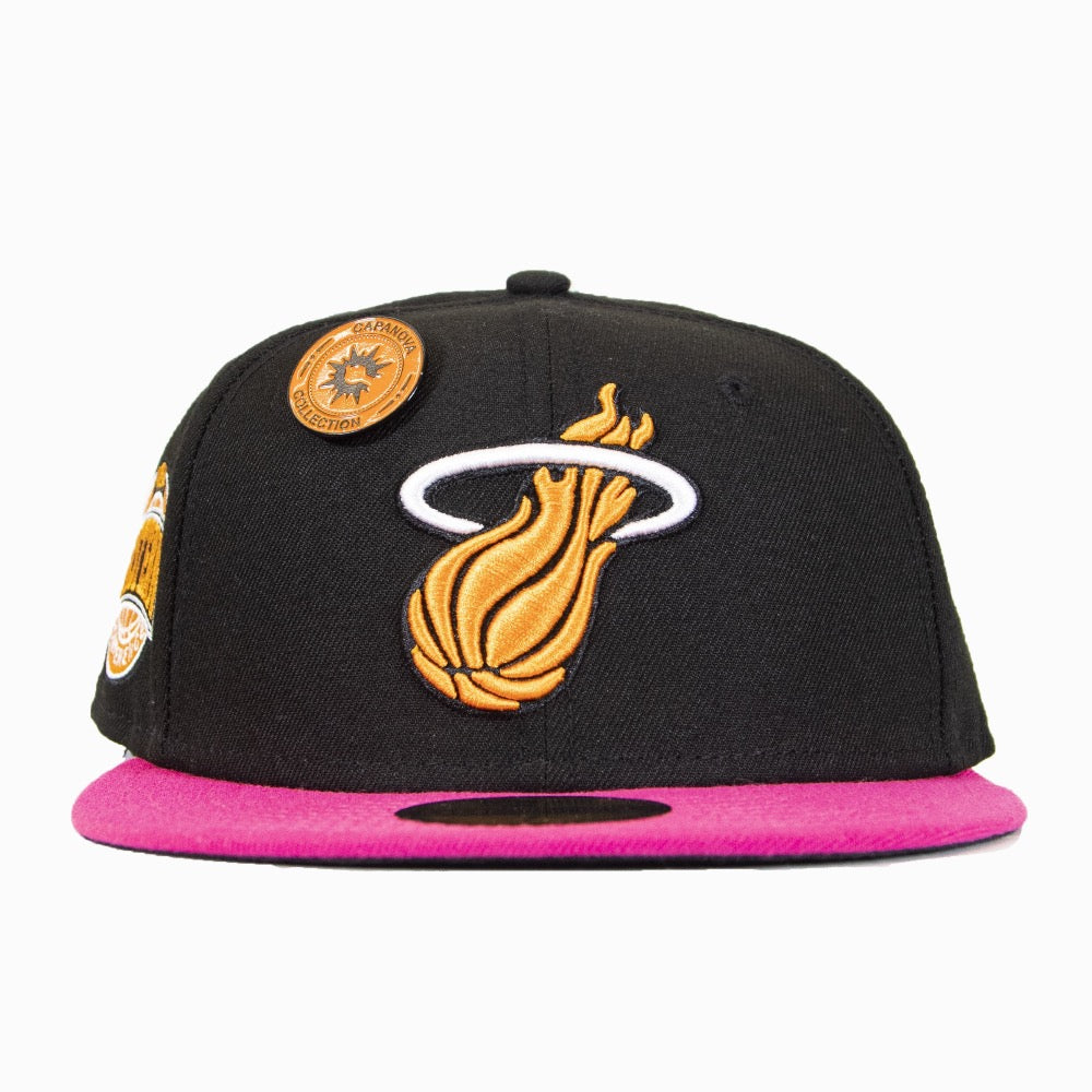 New Era Miami Heat 2Tone 59Fifty Fitted - Black/Pink/Orange Logo